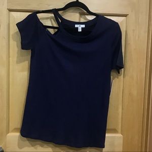 BP Navy one cold shoulder short sleeve t-shirt NEW